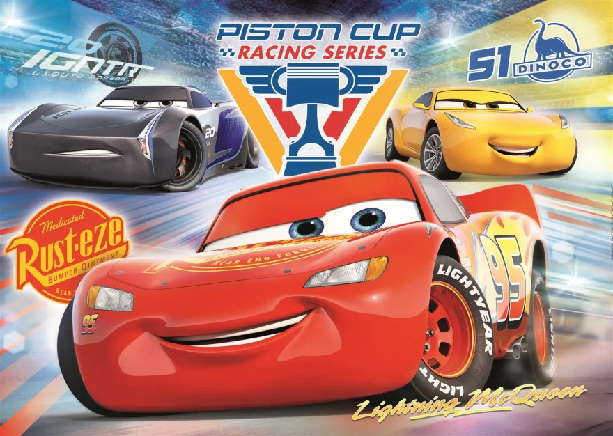 CLEMENTONI Puzzle Auta 3: Piston Cup 104 dílků