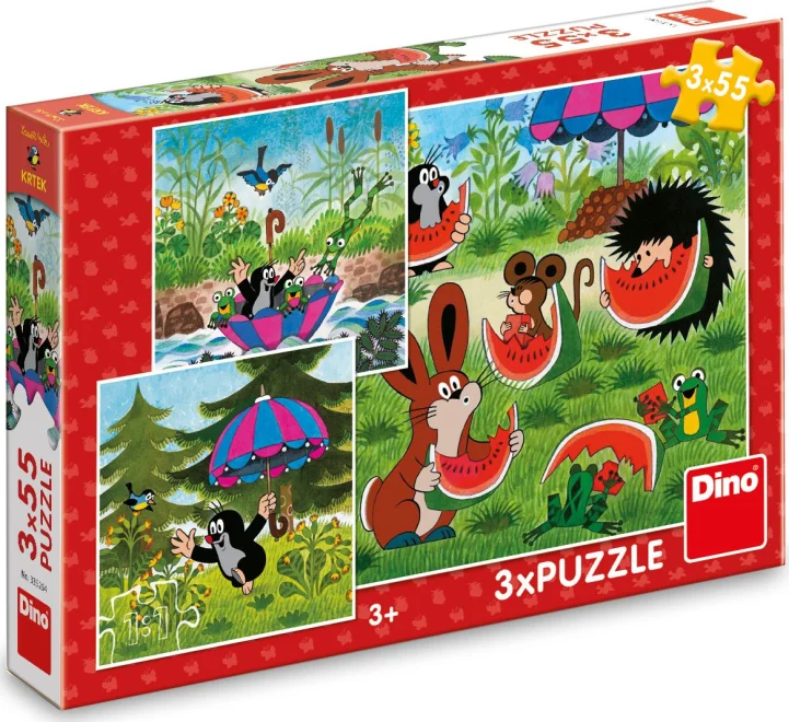 DINO Puzzle Krtek a paraplíčko 3x55 dílků