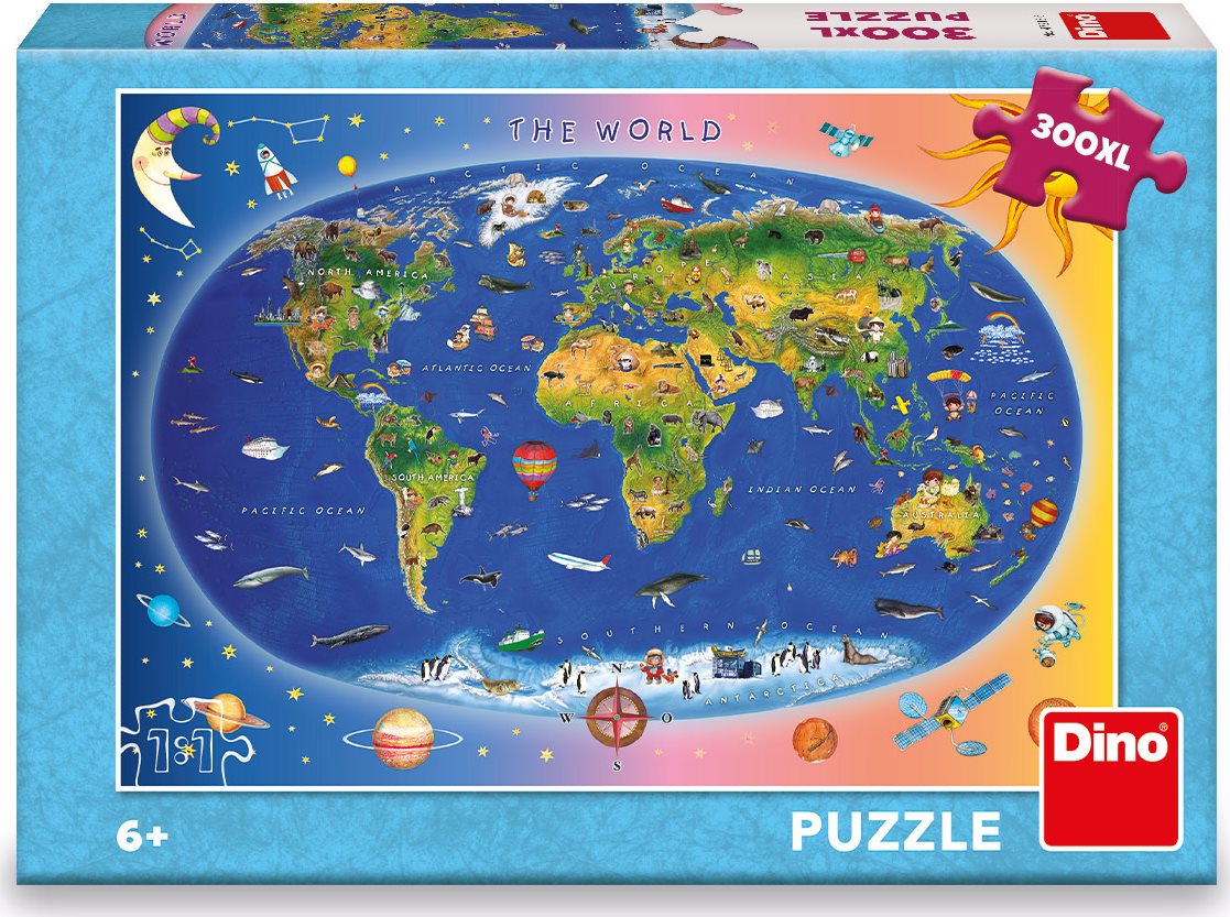 DINO Puzzle Mapa světa XL 300 dílků