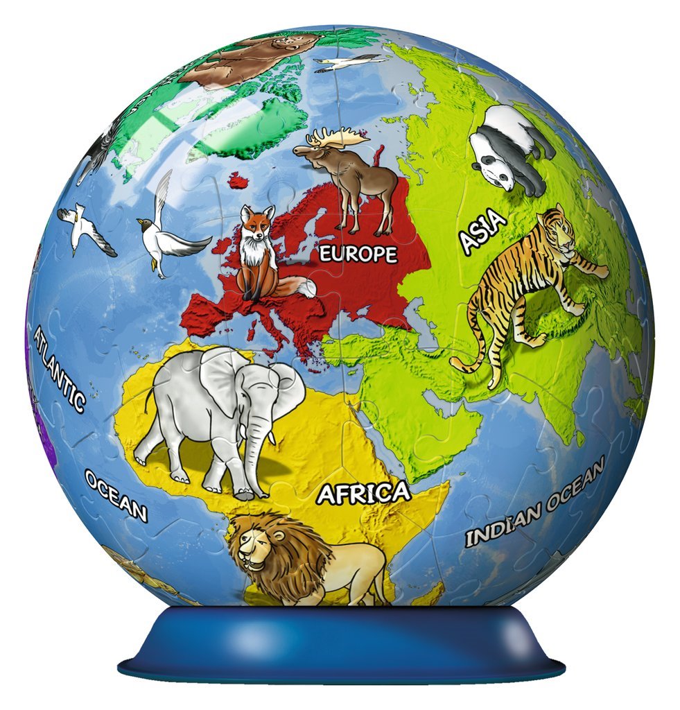 RAVENSBURGER 3D Puzzleball Dětský globus se zvířaty (anglický) 72 dílků