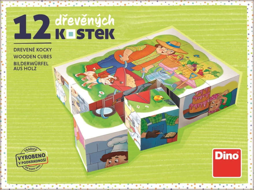 DINO Obrázkové kostky Povolání, 12 kostek