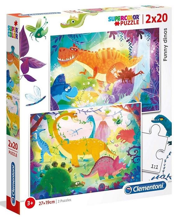 CLEMENTONI Puzzle Legrační dinosauři 2x20 dílků