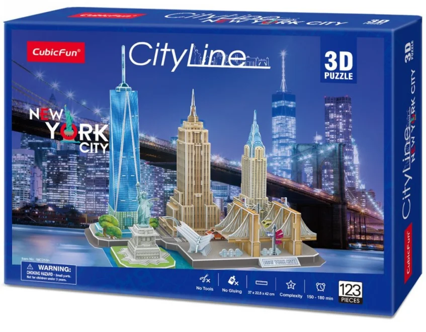 CUBICFUN 3D puzzle CityLine panorama: New York 123 dílků