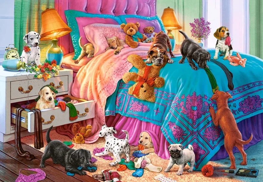 CASTORLAND Puzzle Neposedná štěňata 1000 dílků