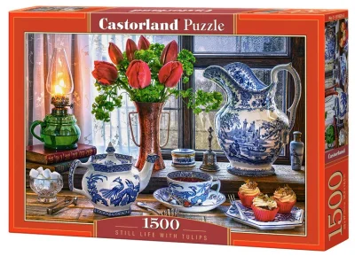 Puzzle Zátiší s tulipány 1500 dílků