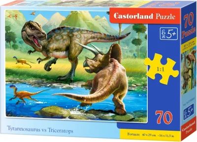 Puzzle Tyranosaurus vs. Triceratops 70 dílků