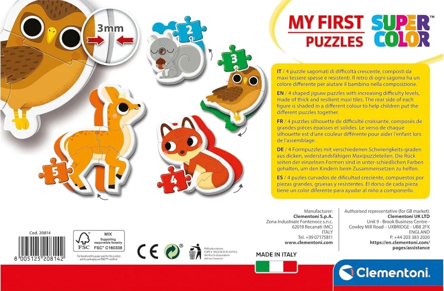 CLEMENTONI Moje první puzzle Lesní zvířátka 4v1 (2,3,4,5 dílků)
