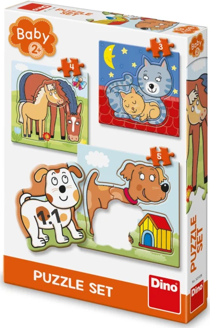 DINO Baby puzzle Domácí zvířátka 3v1 (3,4,5 dílků)