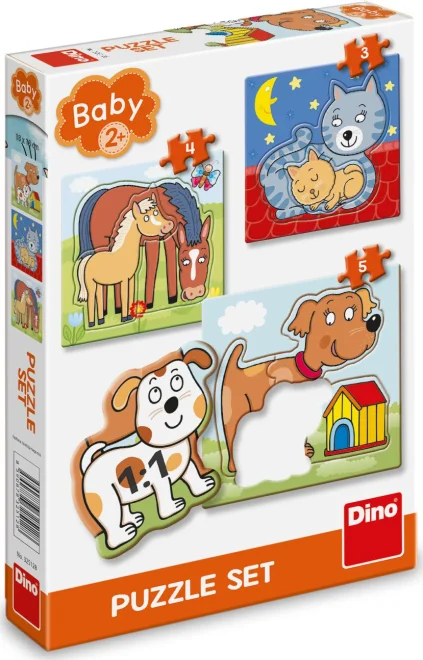 DINO Baby puzzle Domácí zvířátka 3v1 (3,4,5 dílků)