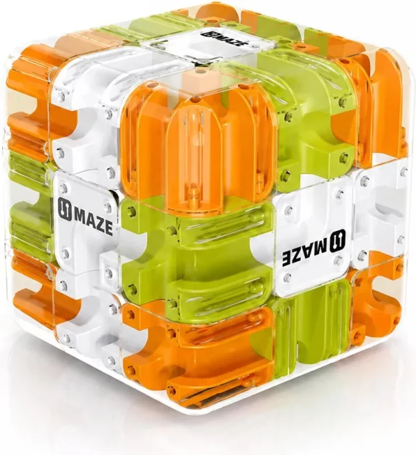 Hlavolam Norimpex Ball Rolling Cube Labyrint v kostce 3x3 zeleno-oranžový