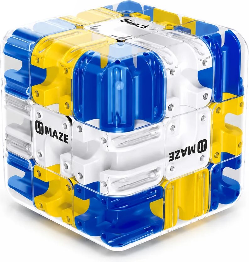 Hlavolam Norimpex Ball Rolling Cube Labyrint v kostce 3x3 modro-oranžový