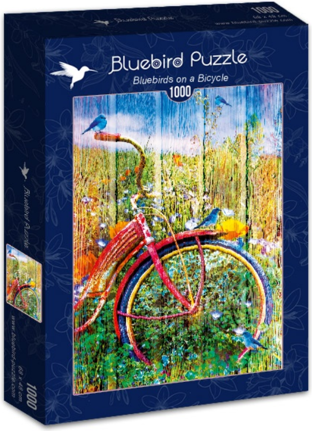 Puzzle Modří ptáčci na kole 1000 dílků