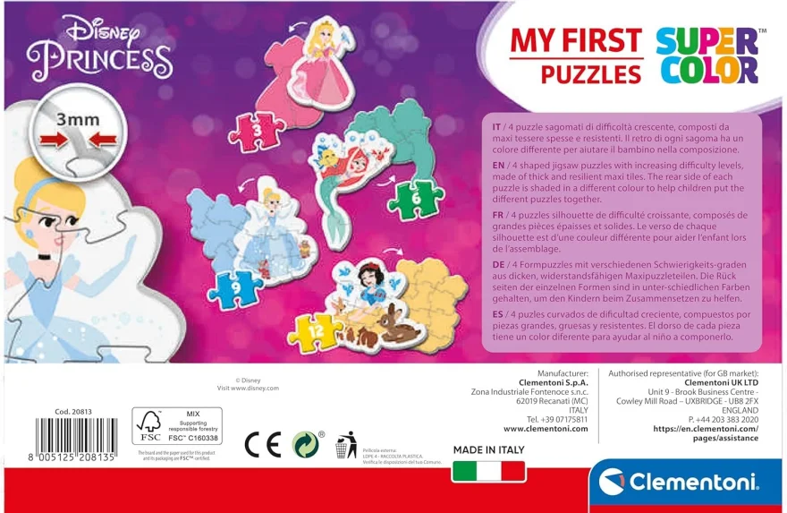 CLEMENTONI Moje první puzzle Disney princezny 4v1 (3,6,9,12 dílků)