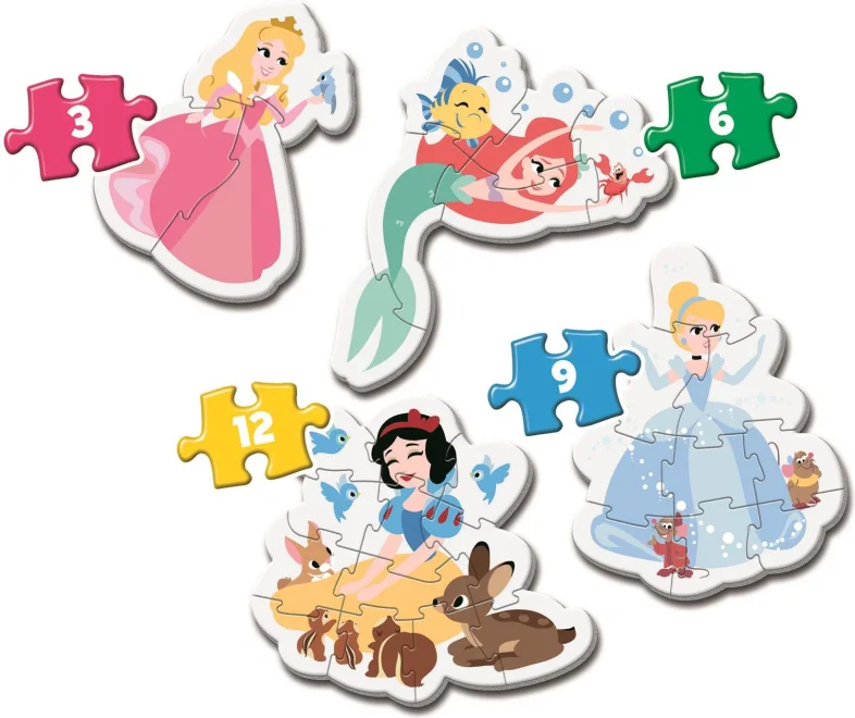 CLEMENTONI Moje první puzzle Disney princezny 4v1 (3,6,9,12 dílků)