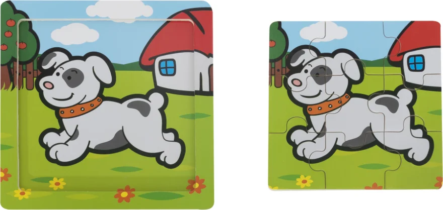 Dřevěné puzzle pro nejmenší BABU Pejsek 9 dílků