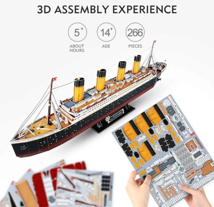 CUBICFUN Svítící 3D puzzle Titanic 266 dílků