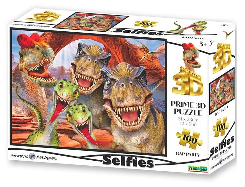 Puzzle s 3D efektem Prime 3D 100 dílků Selfie: Dinosauří party