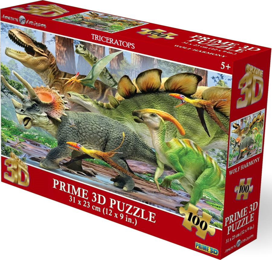 Puzzle s 3D efektem Prime 3D 100 dílků Triceratops