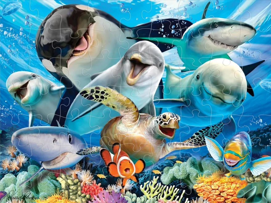 Puzzle s 3D efektem Prime 3D 63 dílků Podvodní selfie