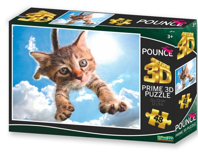 PRIME 3D Puzzle Skákající kočka: Sparkles 3D 48 dílků