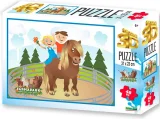 Puzzle s 3D efektem Prime 3D 48 dílků Farmapark: Děti s koníkem