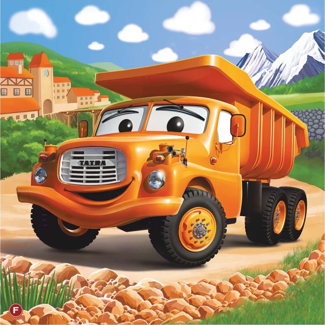 Puzzle Tatra Auta: Tatra 148 oranžová 60 dílků