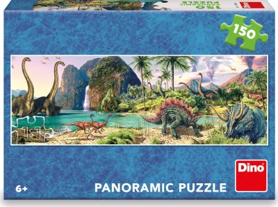 Panoramatické puzzle Dinosauři u jezera 150 dílků