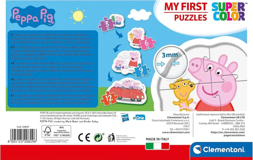 CLEMENTONI Moje první puzzle Prasátko Peppa 4v1 (3,6,9,12 dílků)