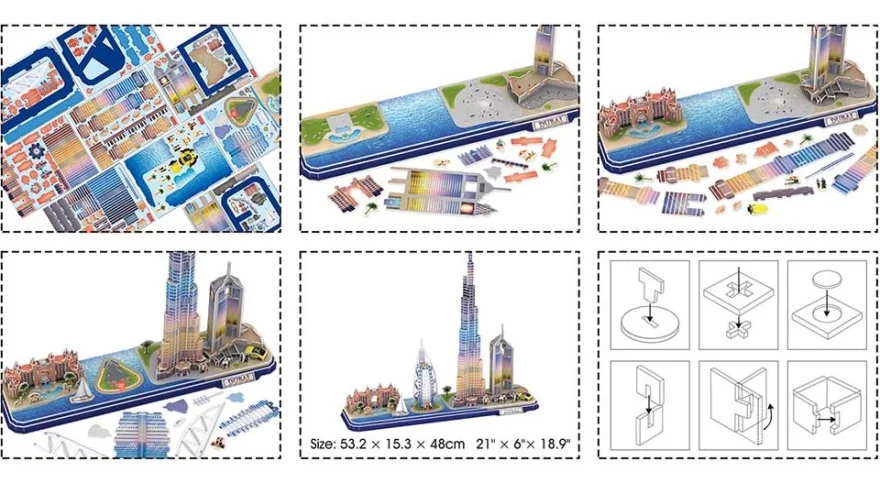 CUBICFUN Svítící 3D puzzle CityLine panorama: Dubaj 182 dílků
