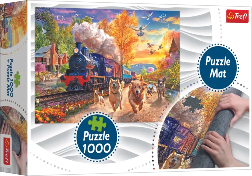 Sada 2v1: Podložka a puzzle Trefl 1000 dílků Rychleji než vlak