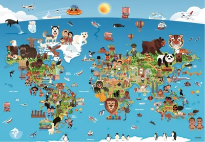 Puzzle Kreslená mapa světa 260 dílků