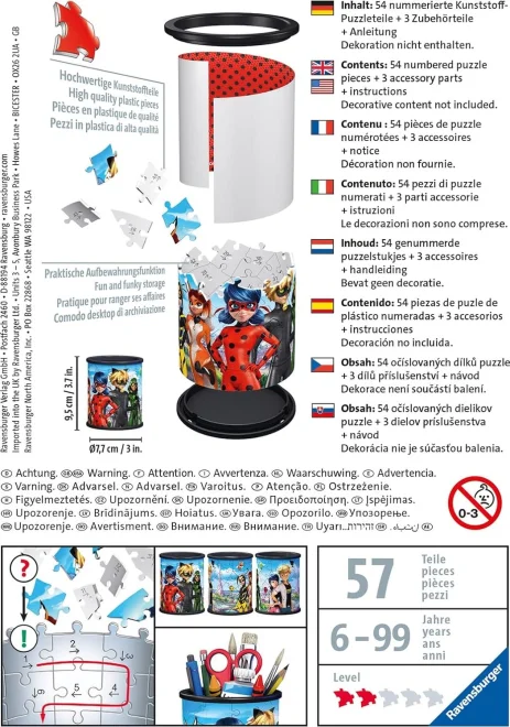 RAVENSBURGER 3D puzzle stojan: Kouzelná Beruška a Černý Kocour 57 dílků