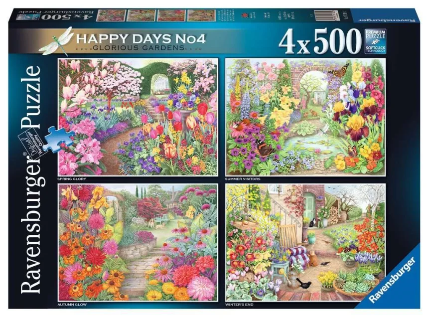 Puzzle Ravensburger 4x500 dílků Happy Days č. 4: Nádherné zahrady