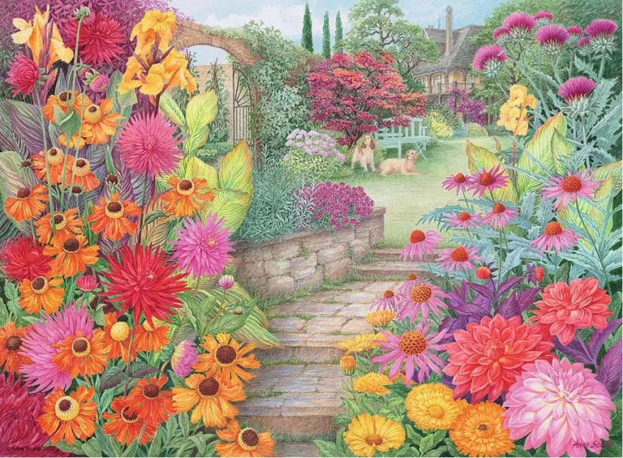 Puzzle Ravensburger 4x500 dílků Happy Days č. 4: Nádherné zahrady