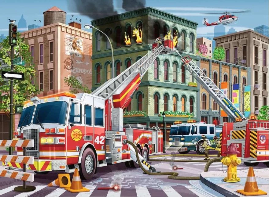 RAVENSBURGER Puzzle Hasiči v akci XXL 100 dílků