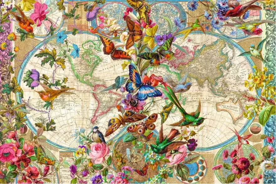 RAVENSBURGER Puzzle Mapa světa s flórou a faunou 3000 dílků