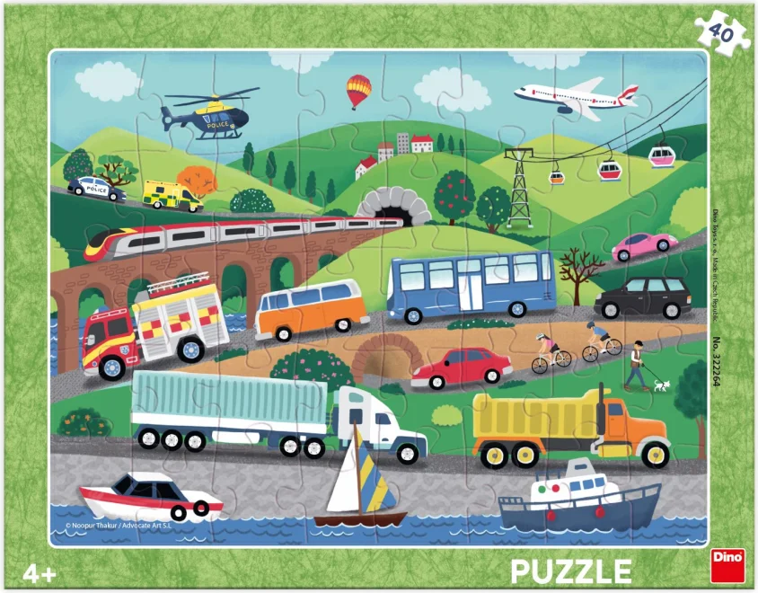 DINO Puzzle Dopravní prostředky 40 dílků