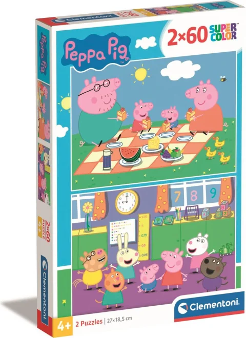 CLEMENTONI Puzzle Prasátko Peppa 2x60 dílků