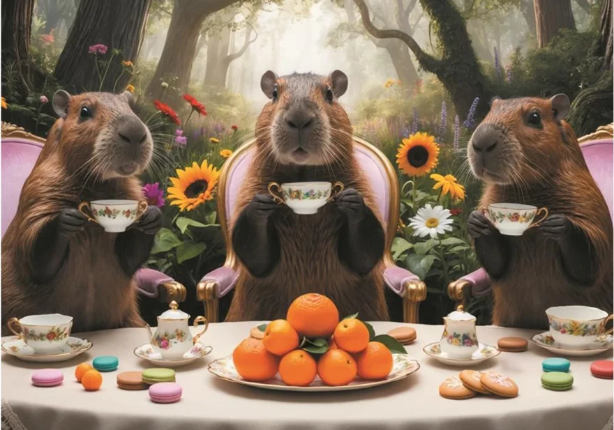 Sada 4 puzzle Trefl 4x1000 dílků Malovaná města a kapybary