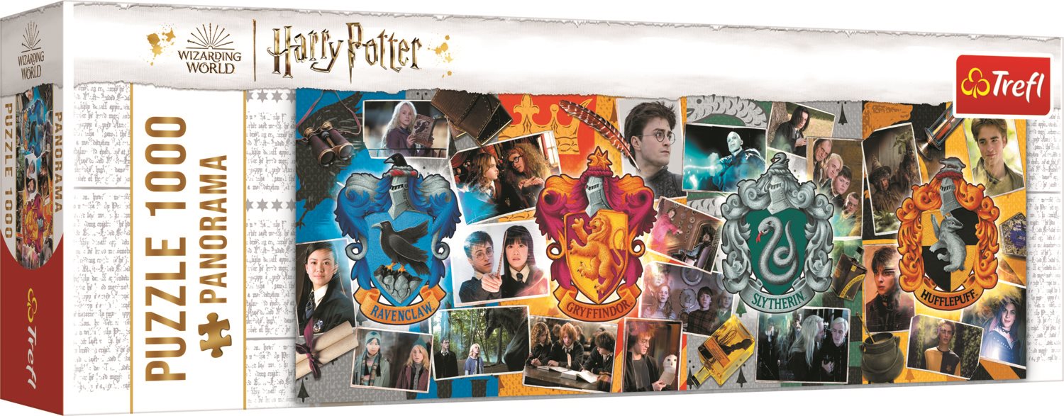 TREFL Panoramatické puzzle Harry Potter: Čtyři bradavické koleje 1000 dílků