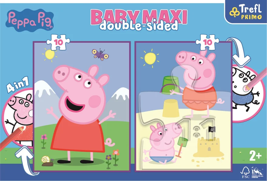 TREFL Oboustranné puzzle Prasátko Peppa: Dobrý den BABY MAXI 2x10 dílků