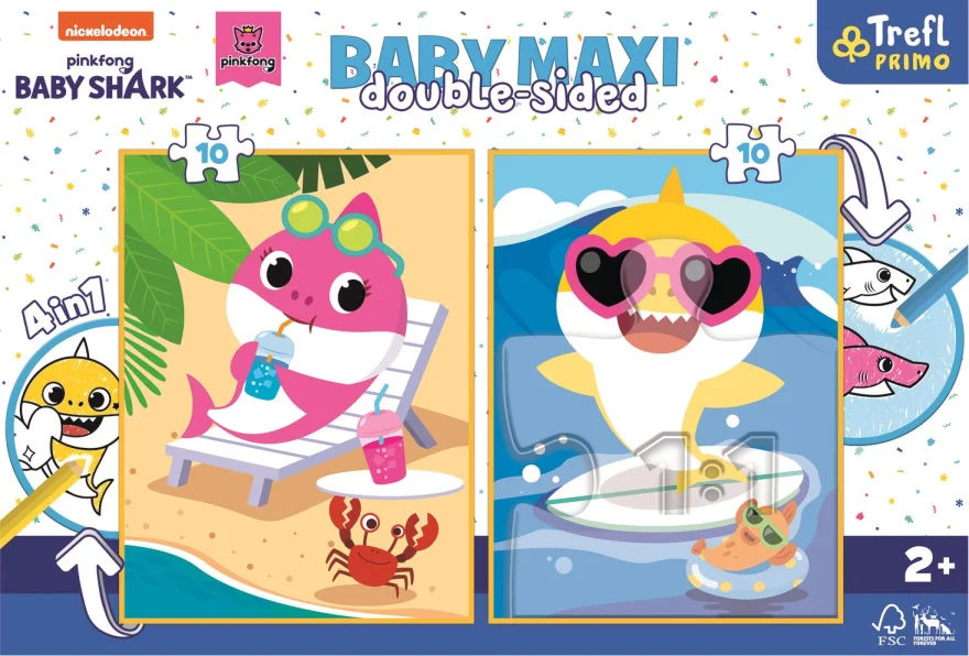 Trefl Oboustranné puzzle Baby Shark BABY MAXI 2x10 dílků