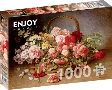 Puzzle Košík růží a karafiátů 1000 dílků