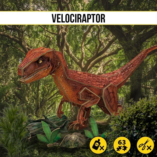 CUBICFUN 3D puzzle National Geographic: Velociraptor 63 dílků