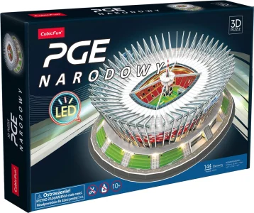 Svítící 3D puzzle CubicFun PGE Narodowy - Národní fotbalový stadion ve Varšavě 144 dílků
