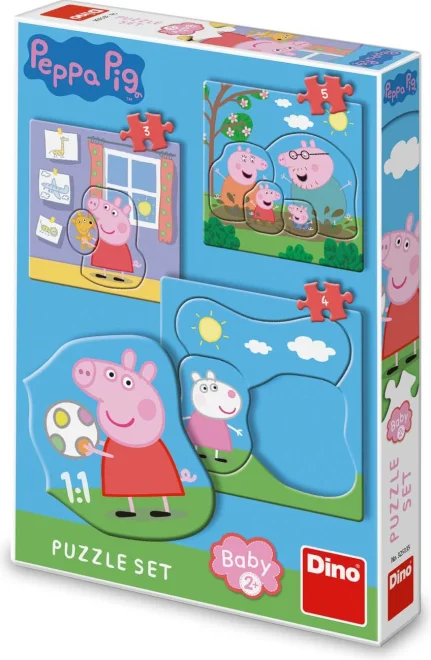 DINO Baby puzzle Prasátko Pepina a rodina 3v1 (3,4,5 dílků)