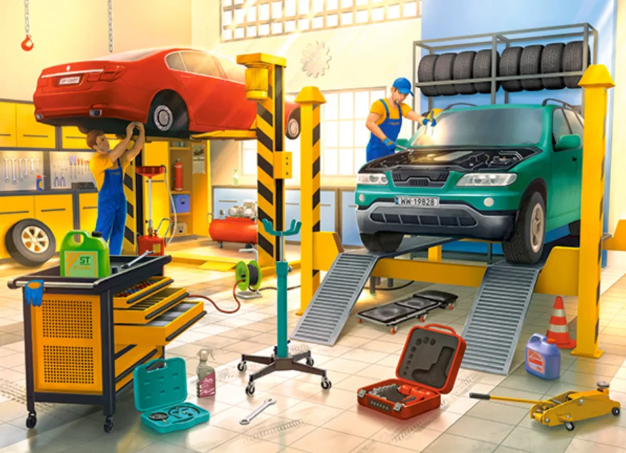 CASTORLAND Puzzle Autoservis 100 dílků