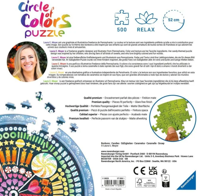 RAVENSBURGER Kulaté puzzle Kruh barev: Sladkosti 500 dílků