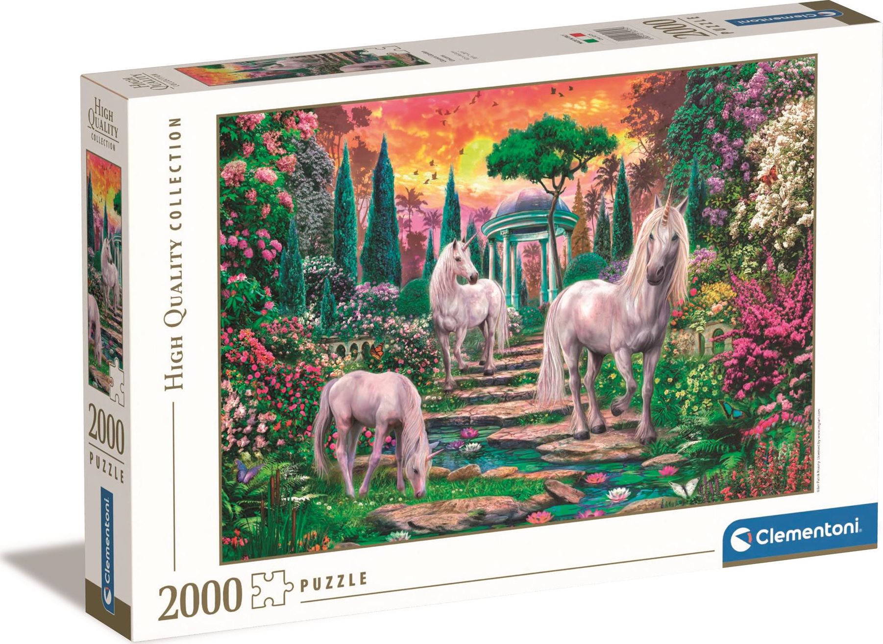 Puzzle Clementoni 2000 dílků Jednorožci v antické zahradě