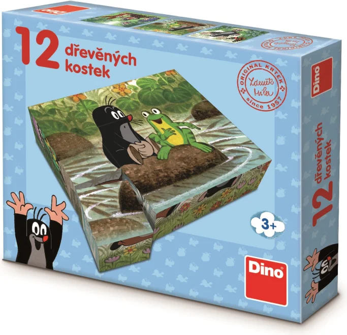 Dino Obrázkové kostky Krtek a zvířátka, 12 kostek